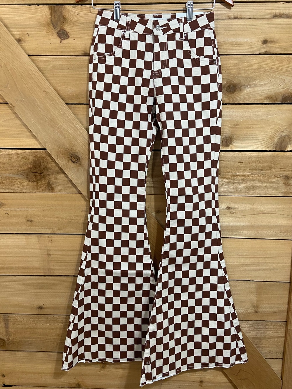Ranch Dress’n Brown Checkered Super Flare Jeans